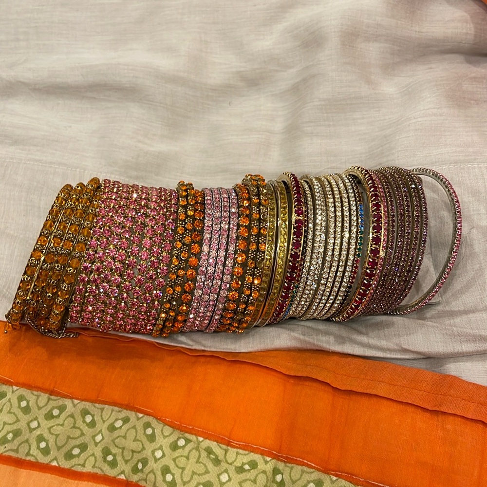 Gorgeous pink red diamond bangles